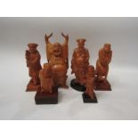 Six mid-20th Century Chinese carved boxwood deities