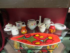 A selection of Poole pottery including Delphis dish and vases (12)