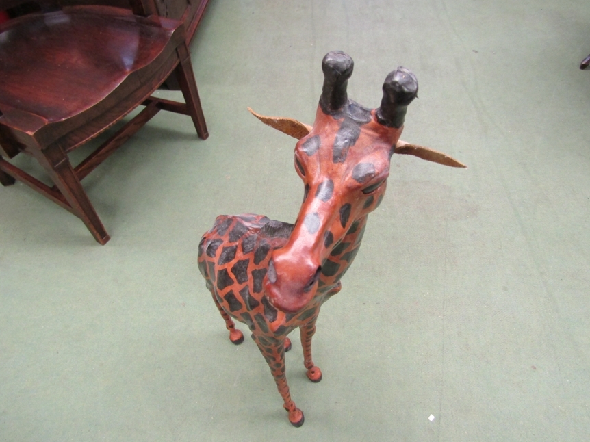A leather covered giraffe figure, 85cm tall - Image 2 of 2