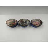 Three English enamel snuff boxes, Cries of London: 'Hot Spiced Ginger Bread', 'Milk Below, Maids'