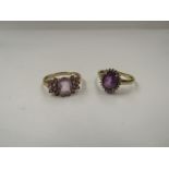 Two 9ct gold rings including amethyst example