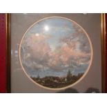 MARGRET GLASS PS: A pastel titled "Evening Sky", signed lower left, in circular mount, 34cm