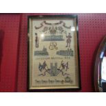 A circa 1953 coronation commemorative needlepoint tapestry. Framed and glazed 43cm x 28.5cm