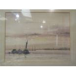 R.DOBSON: Three paintings depicting sea and pond scenes, each framed and signed