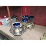 Silver plated items including sauce boat, trays etc.