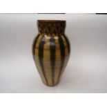 A Millgate Pottery slip vase in two tone brown decoration. 29cm tall x 15cm diameter