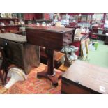 A William IV mahogany work table the rising leaves over two end drawers and two faux on a tapering