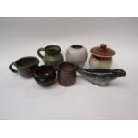 A selection of studio pottery including pots and jugs (7)