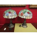 A pair of Tiffany style table lamps, one a/f, 46cm height