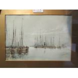 WILLIAM JAMES BODDY (1832- 1911): A watercolour of moored boats at Plymouth, dated 1894, framed