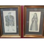 A pair of modern tapestries of Henry VIII and Catherine of Aragon both framed and glazed