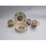 An assortment of Royal Doulton Bunnykins and Wedgwood Peter Rabbit ceramics (5)