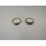 Two gold diamond set rings, stamped 18ct, 3.3g