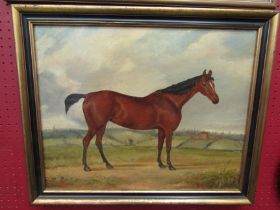 TIM CABLE: An oil on canvas depicting race horsing landscape, information verso monogrammed lower