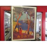 A pair of reproduction posters advertising Agay and Bandol (Cote D'Azur), framed and glazed, 64cm