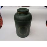 A green painted tea caddy of large proportion, 38cm tall