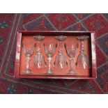 A boxed set of six fine cut lead crystal glasses made in Czechoslovakia. 130ml