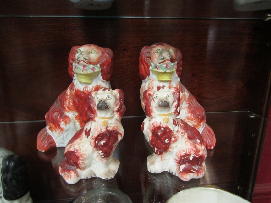 Two pairs of Staffordshire dogs, a/f