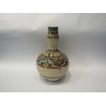 A decorative terracotta glazed vase with hand painted detail, 31cm tall