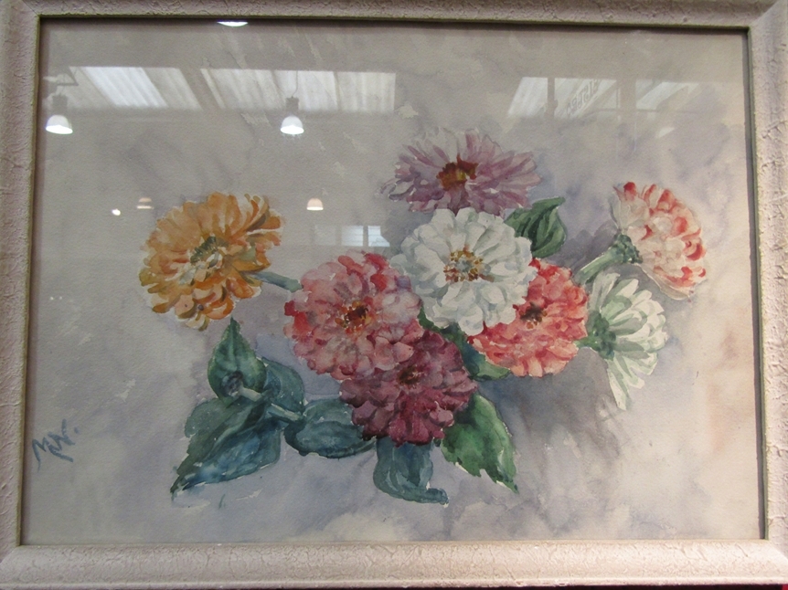 MARGARET WILLIAMS: A pair of mid 20th Century floral watercolours, "Cherry Blossom", monogram MW - Image 3 of 4