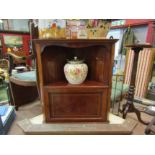 An Edwardian mahogany wall hanging corner cabinet, alcove over single door, satinwood inlay, 56cm