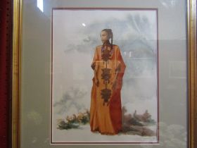 A framed and glazed watercolour depicting lady in robe. Artist signed and dated '90 lower right,
