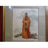 A framed and glazed watercolour depicting lady in robe. Artist signed and dated '90 lower right,