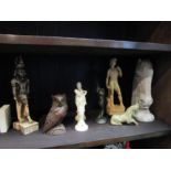 Decorative figures including horse head, classical semi-clad, frog and Egyptian etc. (9)