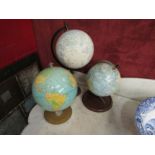 Three 6" globes , one being late 1980's