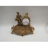 A 19th century (ca. 1870) gilded spelter figural mantel clock marked to dial and movement 'F.W.