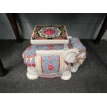 A ceramic decorative elephant jardiniere stand/seat, 41cm high