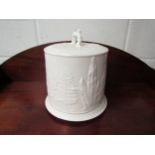 A white ceramic food dome/cover with fern leaf decoration 30cm tall x 16cm diameter