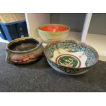 Four ceramic bowls including Oriental examples, Carlton dripware, etc (some a/f)