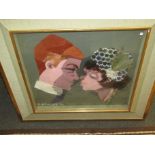 GLORIA STACEY: A collage depicting a couple entitled "Double Portrait", signed, framed and glazed,