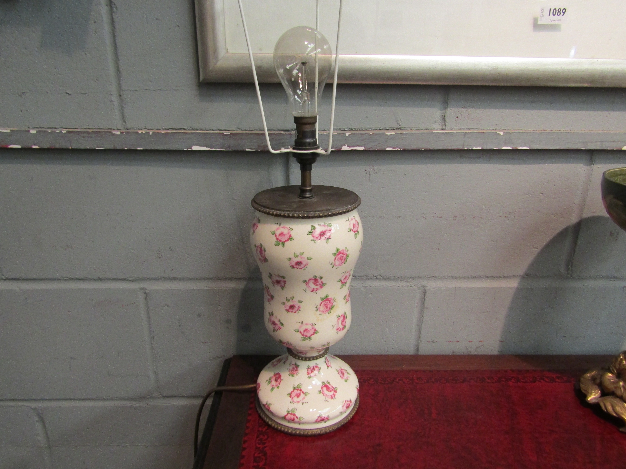 A floral design table lamp