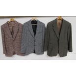 Three gents wool sports jackets including Burton, Harris Tweed and a black and white hounds tooth