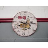 An "L'Huile d' Olive" advertising wall clock, 34cm diameter