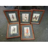 A set of five prints depicting Indian soldiers, framed and glazed. 14cm x 10cm each