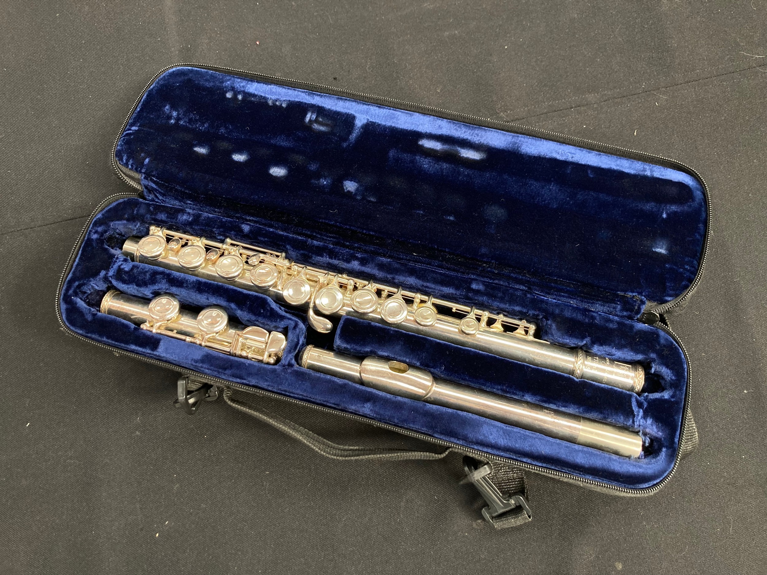 A Trevor James TJ10X111 flute, silver plated, cased