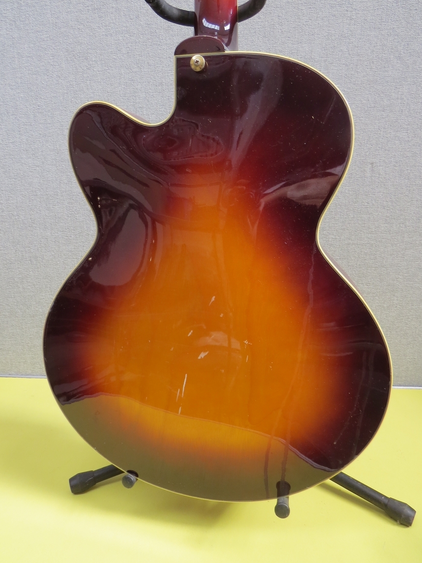 A Yamaha AE2000 Japanese-made archtop semi-acoustic guitar, sunburst body, replacement pickups and - Image 5 of 6