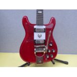 An Epiphone Crestwood reissue electric guitar in cherry colour, serial no. 12092302481 dating to Sep