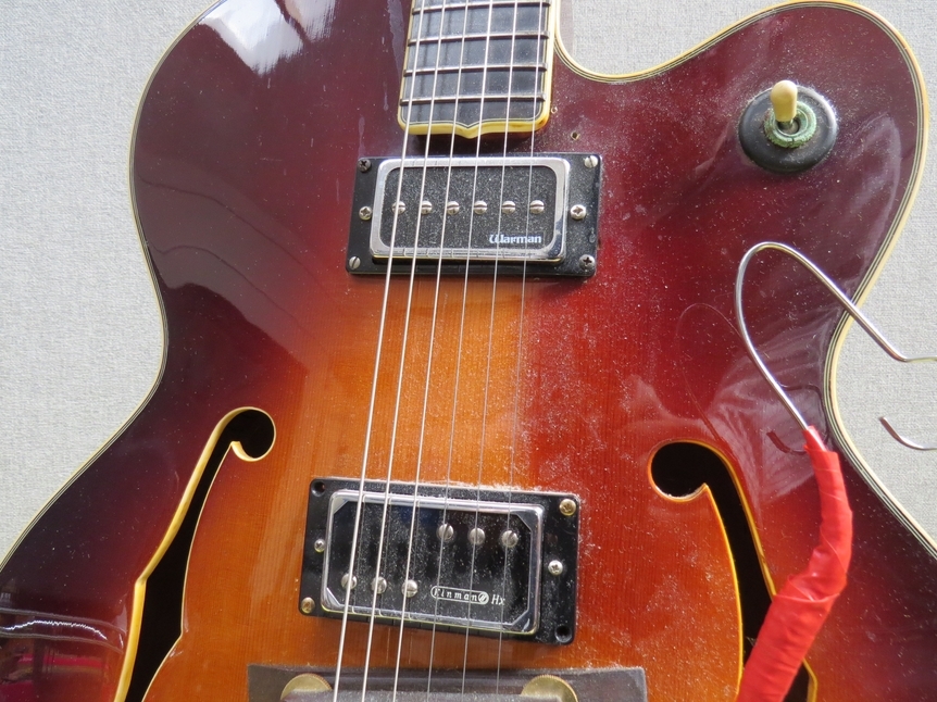 A Yamaha AE2000 Japanese-made archtop semi-acoustic guitar, sunburst body, replacement pickups and - Image 2 of 6