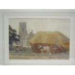 George Soper, RI (1870-1942) A pencil and watercolour of Hampnet Church with label to reverse 'Chris