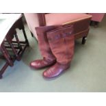 A pair of gents Le Chameau tan leather and suede knee length boots, size 11