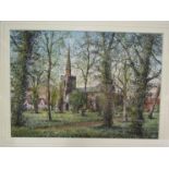 R. SIGER: A watercolour depicting Stowmarket church, signed lower right, framed and glazed, 21.5cm x