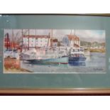 CLIVE AUSTIN: A watercolour of 'Woodbridge Mill', framed and glazed, 18cm x 41cm