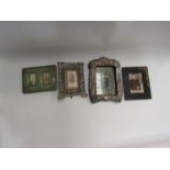 Five assorted photograph frames including ebonised Art Nouveau and silver