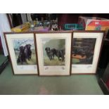 A set of three Nigel Hemming limited edition prints of black labradors entitled "Work, Rest and