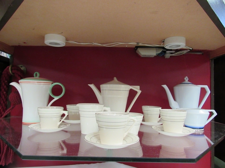 A Myott part coffee set, a Shelley coffee pot and Noritake coffee pot with cream jug