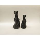 A pair of stone resin stylised figures of cats, limited editions NO.1116/1500. Tallest 25cm